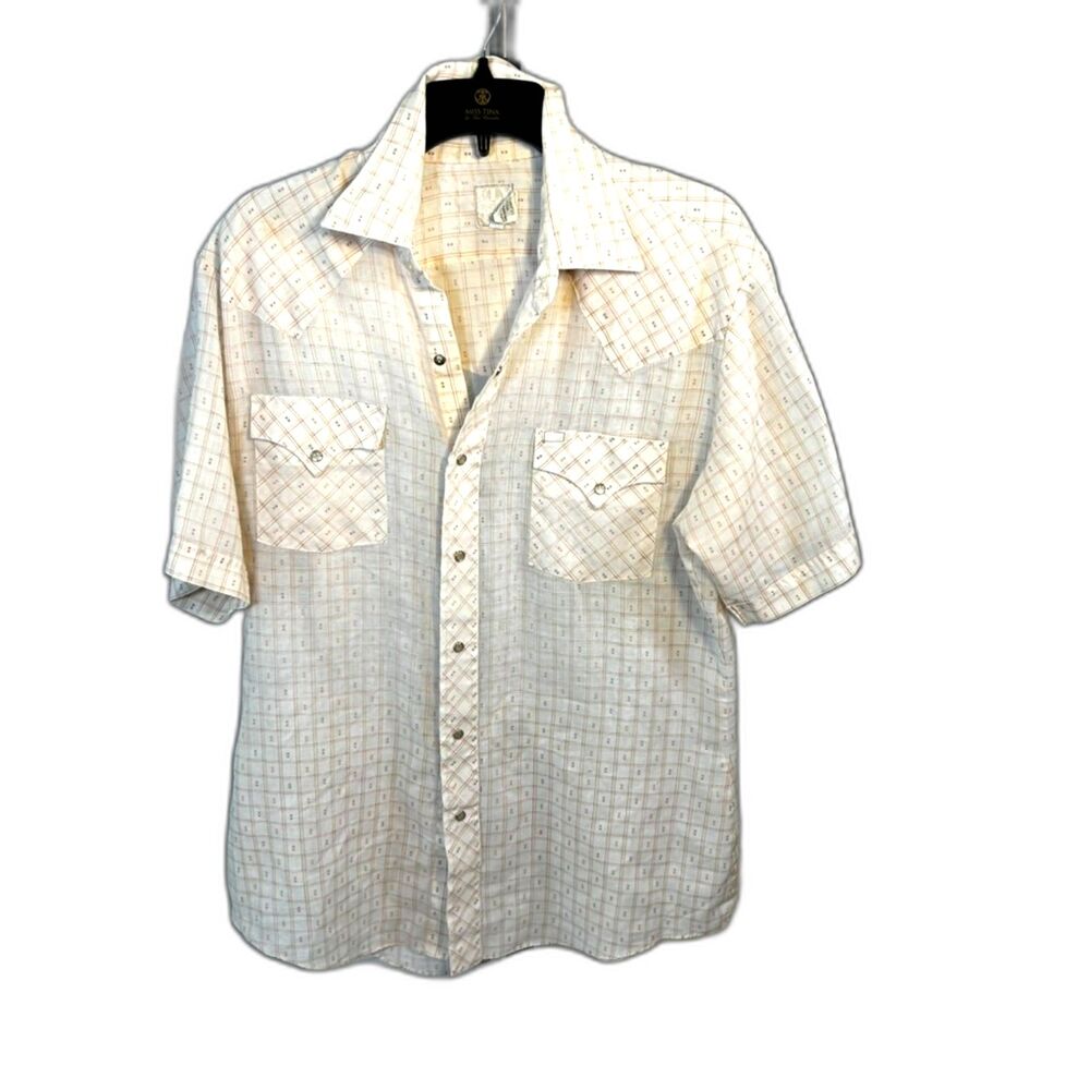 Fly Bighorn Western Checked Mens Shirt with Pearl Snap Buttons Large